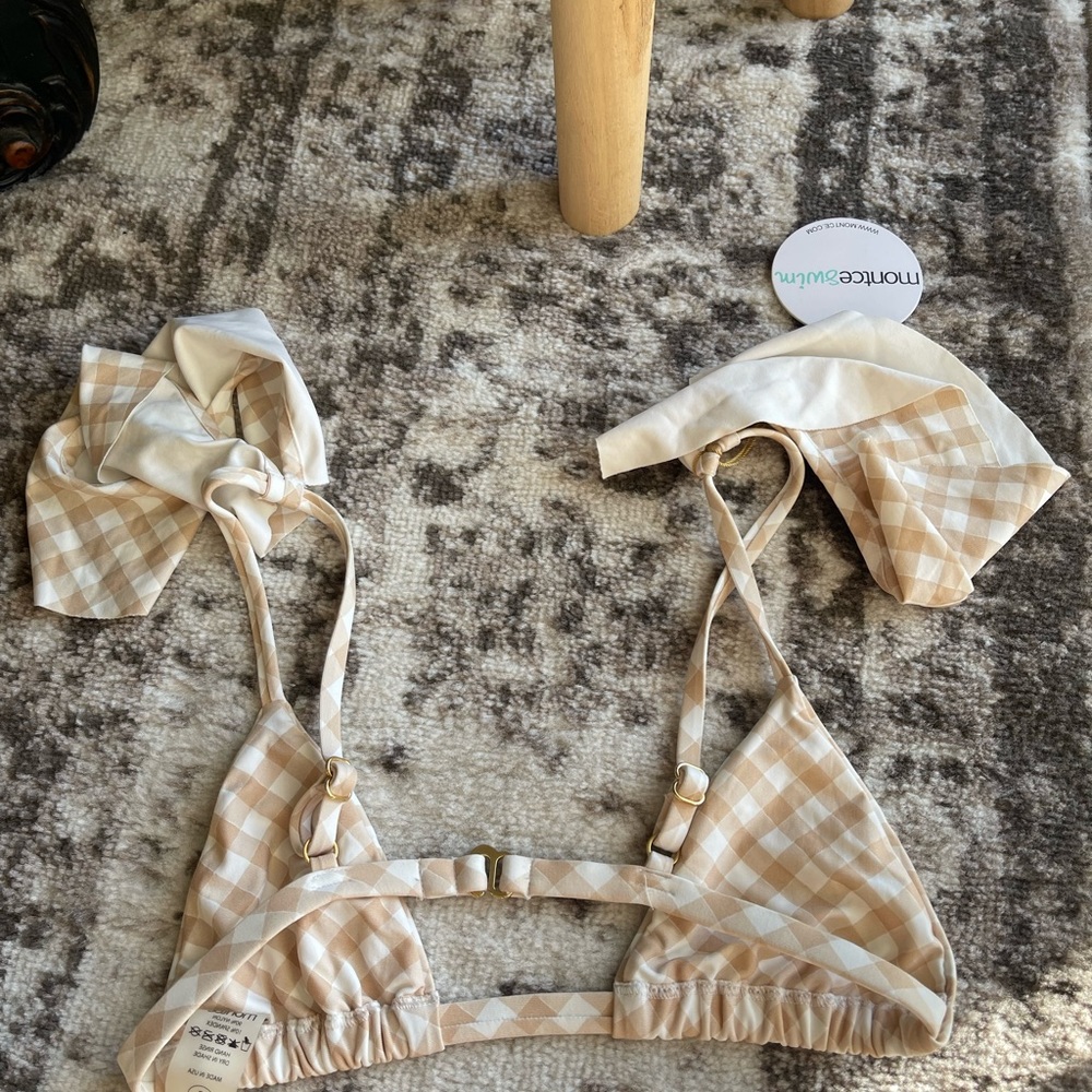 Montce spring gingham swim top and bottom. Small top, medium bottoms.